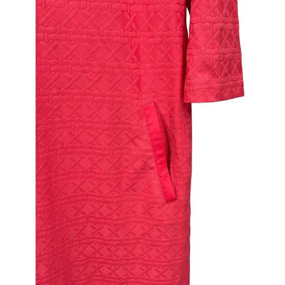 J McLaughlin Dress Coral Textured 3/4 Sleeve Size Small - Picture 6 of 12